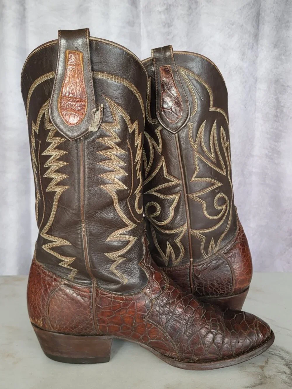 Masters Pre-Ban Vintage Turtle Western Cowboy Boots Brown Men's Size 8 - Picture 10 of 16